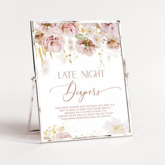 Boho tuinbloemen Late Night Diapers Poster