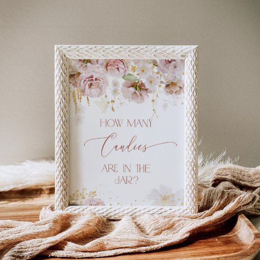 Boho tuinbloemen Raad hoeveel snoepjes Poster