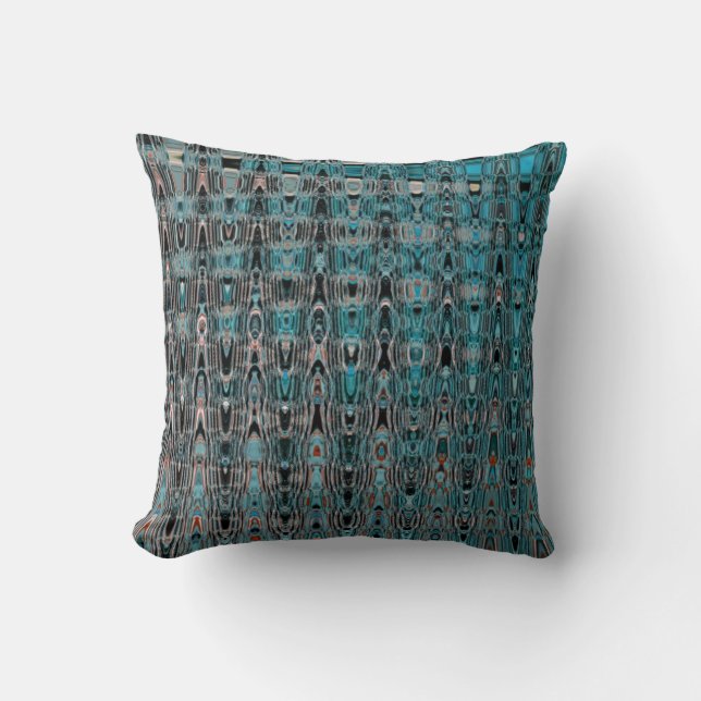 Boho Turquoise Black Gray Millefiori Zig Zag Kussen (Voorkant)
