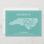 Boho Turquoise Bloem North Carolina Staat Verhuize Aankondiging (Voorkant)