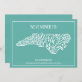 Boho Turquoise Bloem North Carolina Staat Verhuize Aankondiging (Voorkant / Achterkant)