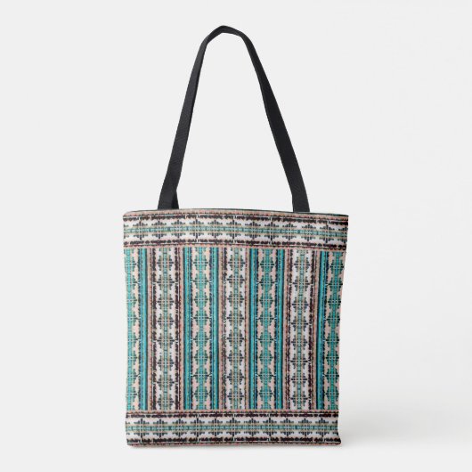 Boho Turquoise, Bruin & Groen Southwest Geïnspiree Tote Bag (Achterkant)
