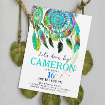 Boho Turquoise Droomvanger Verjaardag Waterverf