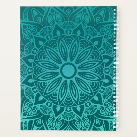 Boho Turquoise en Blauwgroen Mandala Life Coach Pl Planner (Achterkant)