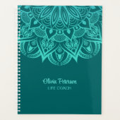 Boho Turquoise en Blauwgroen Mandala Life Coach Pl Planner (Voorkant)