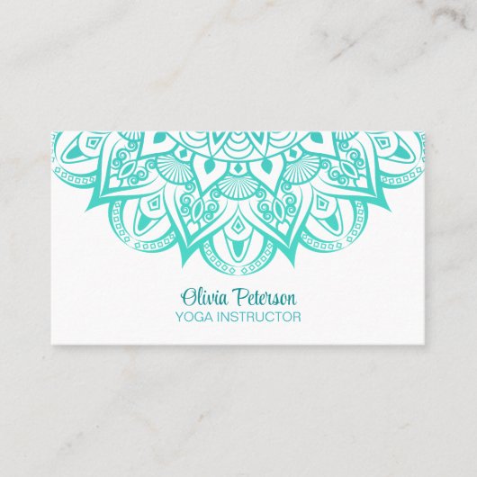 Boho Turquoise en Blauwgroen yogaleraar Mandala Visitekaartje (Voorkant)