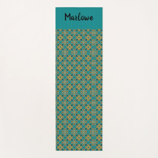 Boho Turquoise en Gold Moroccan Tile Yogamat (Voorkant)