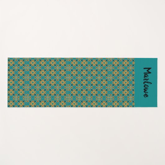 Boho Turquoise en Gold Moroccan Tile Yogamat (Voorkant (horizontaal))