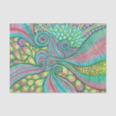 Boho turquoise en roze abstracte kolkende Doodle-k Tissuepapier (Voorkant)