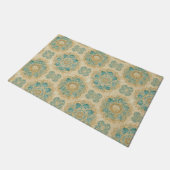 Boho Turquoise en Zand Beige Mandala Deurmat (Schuin)