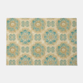 Boho Turquoise en Zand Beige Mandala Deurmat (Voorkant)