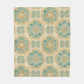 Boho Turquoise en Zand Beige Mandala Fleece Deken (Voorkant)
