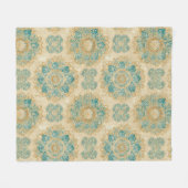 Boho Turquoise en Zand Beige Mandala Fleece Deken (Voorkant (Horizontaal))