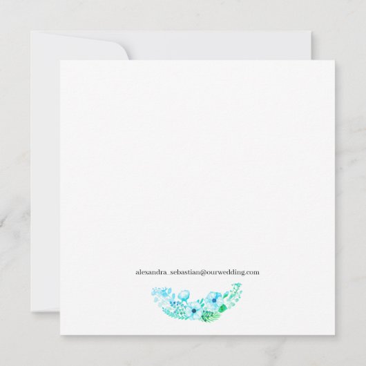 Boho Turquoise Floral Rustic Wedding Invitation (Achterkant)