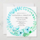 Boho Turquoise Floral Rustic Wedding Invitation (Voorkant)