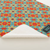 Boho Turquoise Flower Retro Glass Tegels Heerlijk Sherpa Deken (3/4)