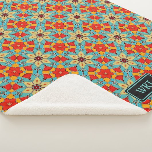 Boho Turquoise Flower Retro Glass Tegels Heerlijk Sherpa Deken (3/4)