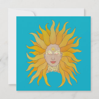 Boho turquoise geel goud zon geïnspireerde kaart