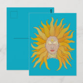 Boho turquoise geel goud zon geïnspireerde kaart (Voorkant / Achterkant)