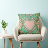 Boho turquoise & gele hart mandala bloem AI-kunst  Kussen (Stoel)
