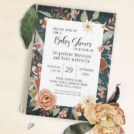 BOHO Turquoise Herfst Autumn Floral Girl Baby show Kaart