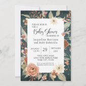 BOHO Turquoise Herfst Autumn Floral Girl Baby show Kaart (Voorkant)