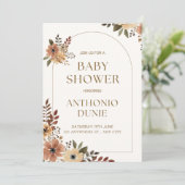 boho turquoise Herfst herfst bloemenmeisje Baby sh Kaart (Staand voorkant)