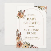 boho turquoise Herfst herfst bloemenmeisje Baby sh Kaart (Voorkant / Achterkant)