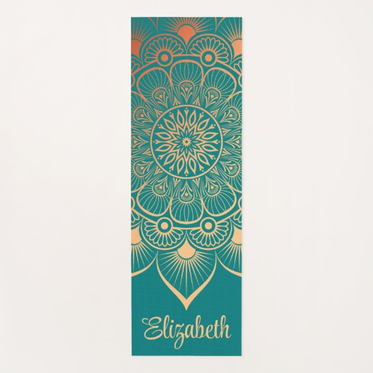 Boho Turquoise Mandala Aangepaste Naam Yoga Mat (Voorkant)
