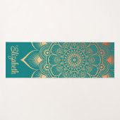Boho Turquoise Mandala Aangepaste Naam Yoga Mat (Voorkant (horizontaal))