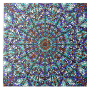 Boho turquoise mandala heeft een patroon tegeltje