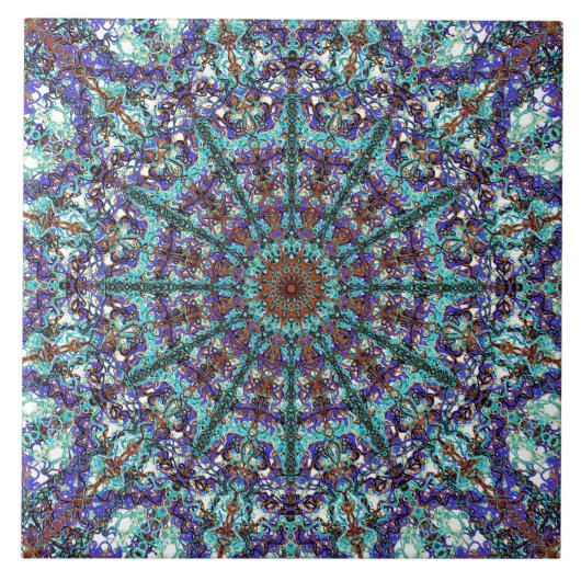 Boho turquoise mandala heeft een patroon tegeltje (Voorkant)