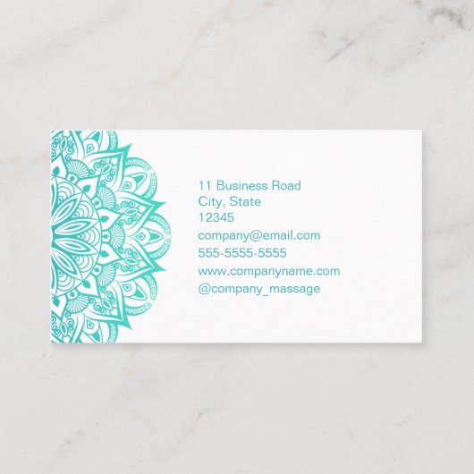 Boho Turquoise Mandala Massagetherapeut Visitekaartje (Achterkant)