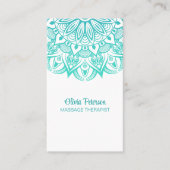 Boho Turquoise Mandala Massagetherapeut Visitekaartje (Voorkant)