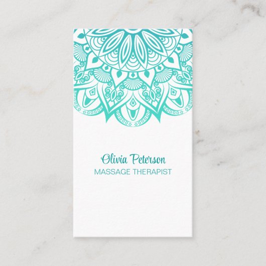 Boho Turquoise Mandala Massagetherapeut Visitekaartje (Voorkant)