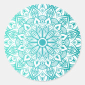Boho Turquoise Mandala Ronde Sticker (Voorkant)