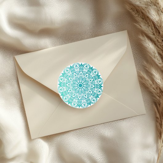 Boho Turquoise Mandala Ronde Sticker