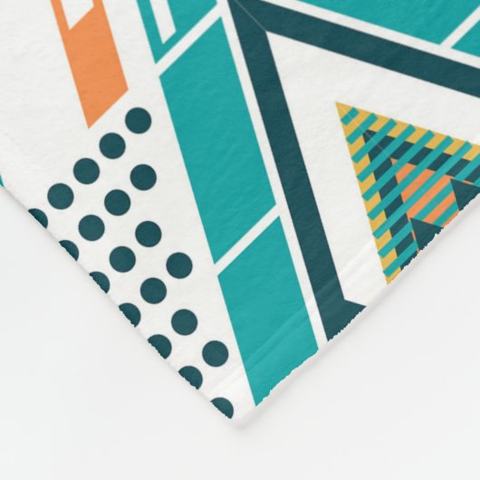 Boho Turquoise Mosterd Etnisch Abstract Monogram Fleece Deken (Hoek)