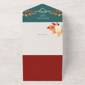 Boho Turquoise Oranje Herfst Bruiloft All In One Uitnodiging (Buitenkant)