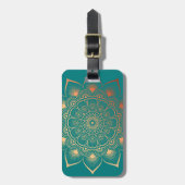Boho Turquoise Peach Mandala Bagagelabel (Voorkant verticaal)
