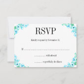 Boho Turquoise Poppies and Ferns Wedding RSVP Kaartje (Voorkant)