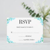 Boho Turquoise Poppies and Ferns Wedding RSVP Kaartje (Staand voorkant)