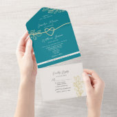 Boho Turquoise Trouwdag All In One Uitnodiging (Afscheurbaar)