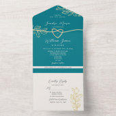 Boho Turquoise Trouwdag All In One Uitnodiging (Binnen)