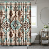 Boho Turquoise Western Shower Curtains, Home Decor Douchegordijn