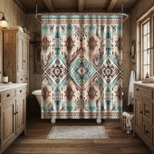 Boho Turquoise Western Shower Curtains, Home Decor Douchegordijn