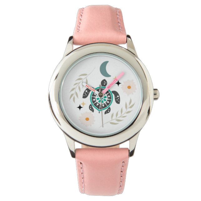 Boho Turtle | Mandala Ocean Animal Desi Horloge (Voorkant)