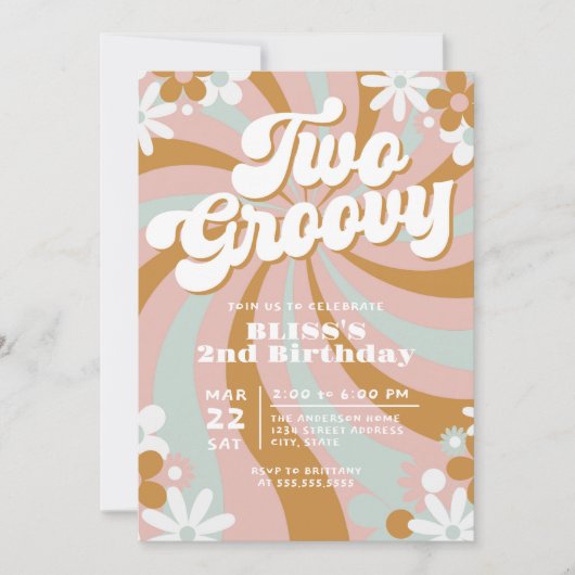 Boho Twee Groovy Tweede Verjaardag Kaart (Voorkant)