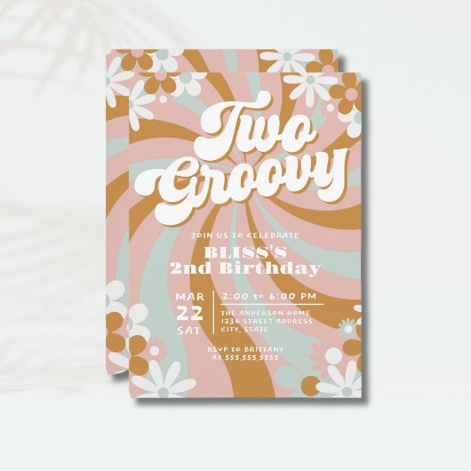 Boho Twee Groovy Tweede Verjaardag Kaart