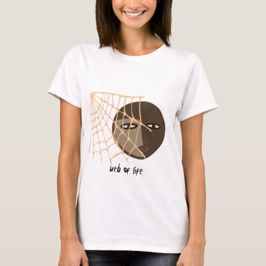 Boho Twee het Gezicht van de Kleur met een Cobweb  T-shirt (Voorkant)